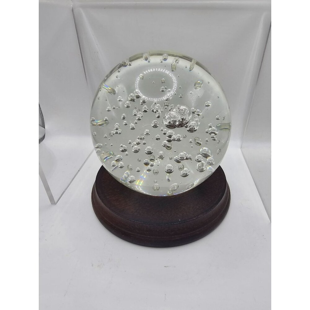 Vintage Large Crystal Controlled Bubble Art Glass Paperweight